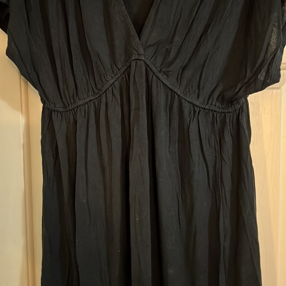 Nicole Miller Navy Knit Dress Low V Neck Elastic Waistline T shirt Dress Size M - Picture 2 of 7